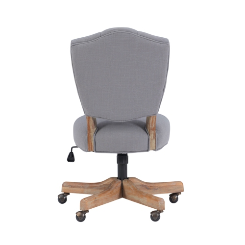 Linon Kelsey Wood Upholstered Swivel Office Chair in Gray