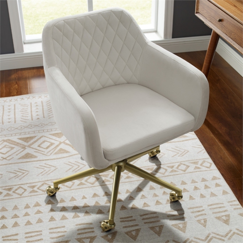 Linon Lyla Upholstered Quilted Office Chair in Off White