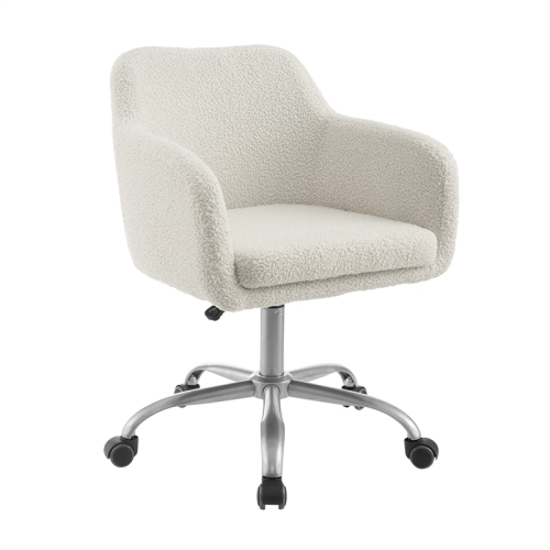 Riverbay Furniture Sherpa Metal Upholstered Office Chair in Chrome
