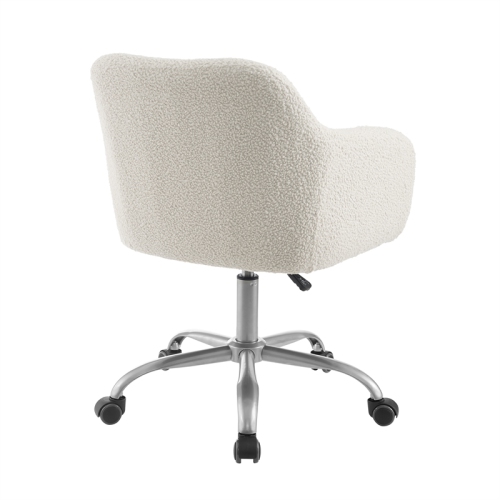 Riverbay Furniture Sherpa Metal Upholstered Office Chair in Chrome