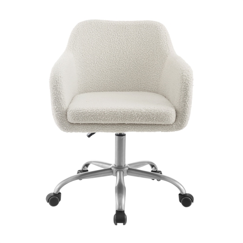 Riverbay Furniture Sherpa Metal Upholstered Office Chair in Chrome