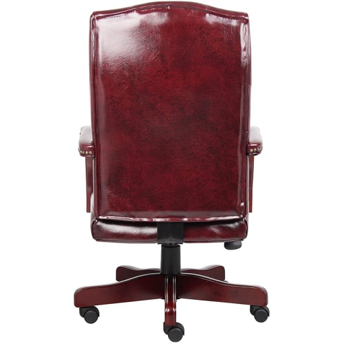 Scranton & Co High Back Faux Leather Tufted Executive Chair in Oxblood