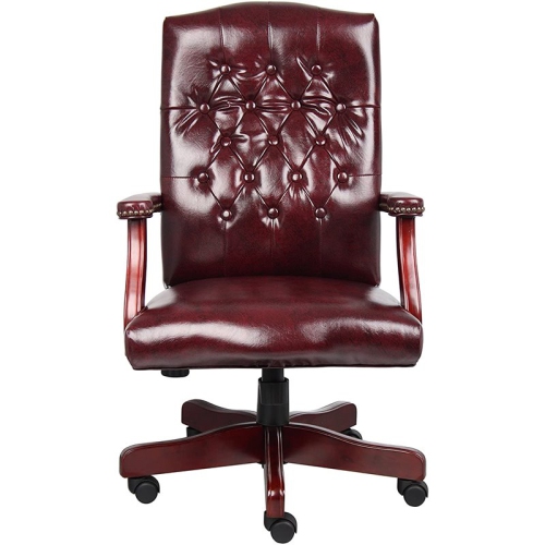 Scranton & Co High Back Faux Leather Tufted Executive Chair in Oxblood