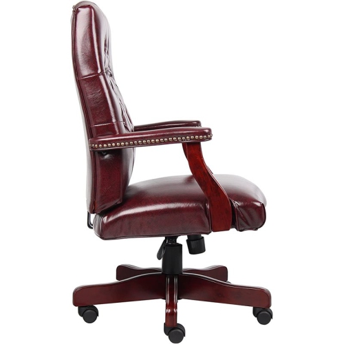 Scranton & Co High Back Faux Leather Tufted Executive Chair in Oxblood
