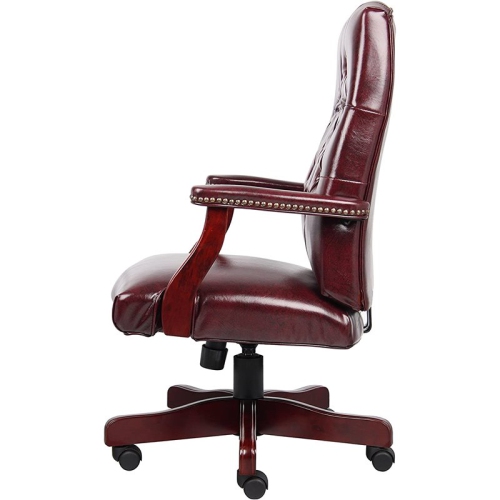 Scranton & Co High Back Faux Leather Tufted Executive Chair in Oxblood