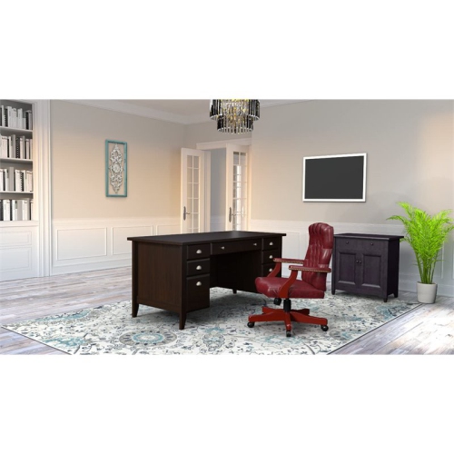 Scranton & Co High Back Faux Leather Tufted Executive Chair in Oxblood