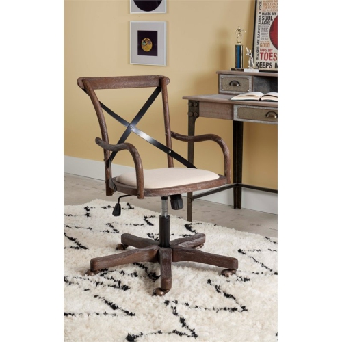 Linon Dudley Adjustable Swivel Cafe Office Chair in Brown