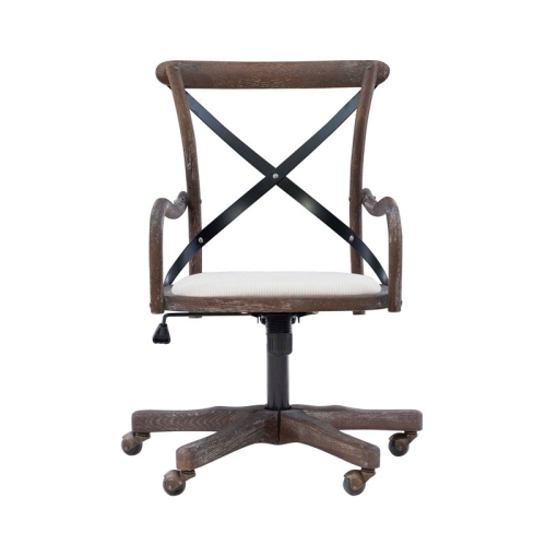 Linon Dudley Adjustable Swivel Cafe Office Chair in Brown