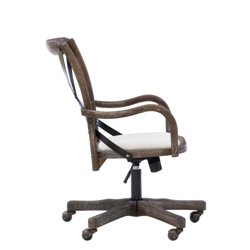 Linon Dudley Adjustable Swivel Cafe Office Chair in Brown