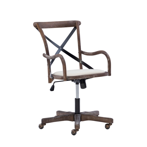 Linon Dudley Adjustable Swivel Cafe Office Chair in Brown