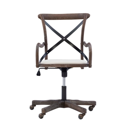 Linon Dudley Adjustable Swivel Cafe Office Chair in Brown
