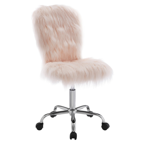 LINON HOME DECOR  Linon Cami Faux Fur Upholstered Armless Office Chair In Blush In Pink