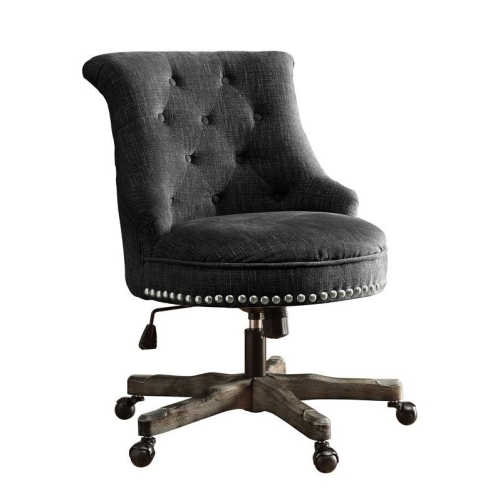 Riverbay Furniture Armless Upholstered Swivel Office Chair in Charcoal Gray