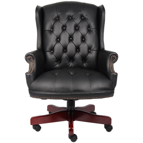 Bowery Hill Traditional High Back Faux Leather Tufted Executive Chair in Black