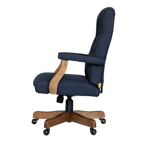 Boss Office Traditional Executive Chair in Denim Blue Linen