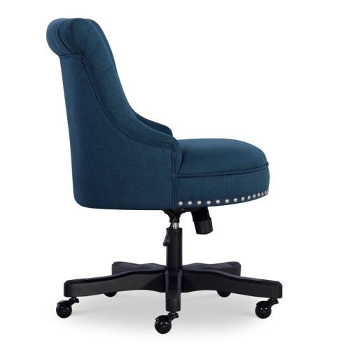 Fauteuil de bureau recouvert de bois Sinclair de Linon, bleu