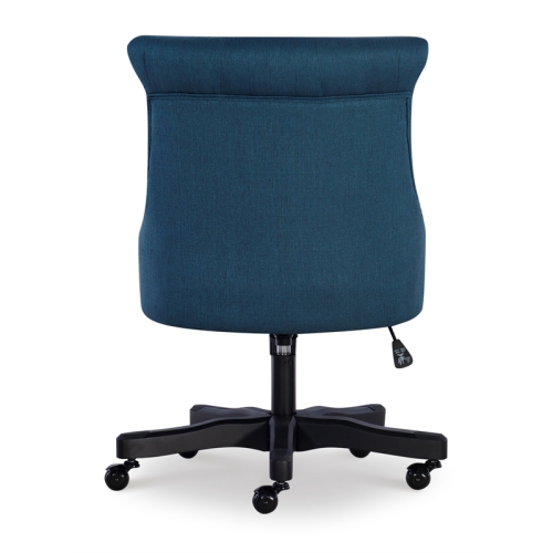 Fauteuil de bureau recouvert de bois Sinclair de Linon, bleu