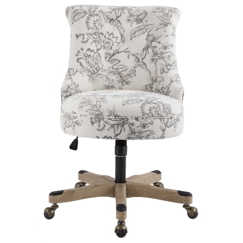 Linon Sinclair Wood Upholstered Office Chair in Floral Gray
