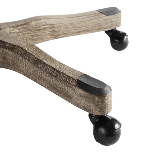 Linon Sinclair Wood Upholstered Swivel Office Chair in Charcoal Gray