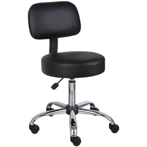 SCRANTON & CO  Adjustable Faux Leather Backed Wheeled Office Stool In In Black