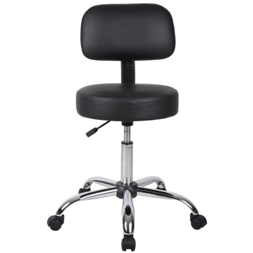 Scranton & Co Adjustable Faux Leather Backed Wheeled Office Stool in Black