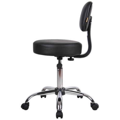 Scranton & Co Adjustable Faux Leather Backed Wheeled Office Stool in Black