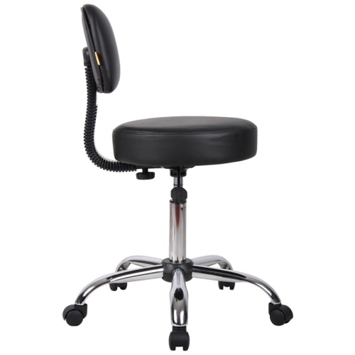 Scranton & Co Adjustable Faux Leather Backed Wheeled Office Stool in Black