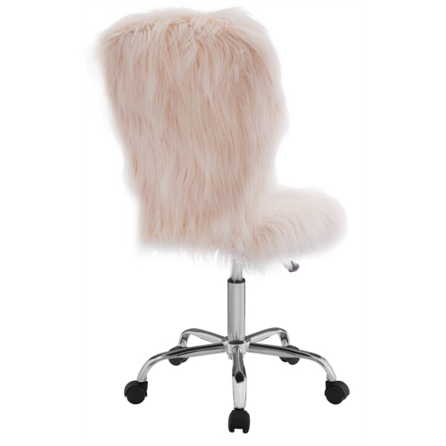 Riverbay Furniture Faux Fur Upholstered Armless Office Chair in Blush Pink