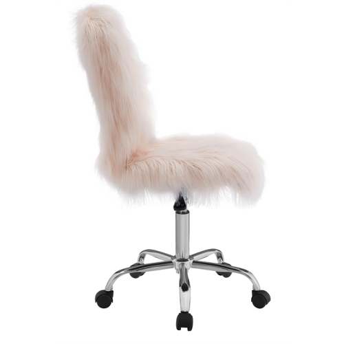 Riverbay Furniture Faux Fur Upholstered Armless Office Chair in Blush Pink