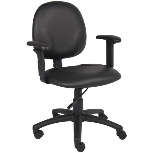 BOSS OFFICE PRODUCTS  Faux Leather Wide Seat Office Swivel Chair With Arms In In Black