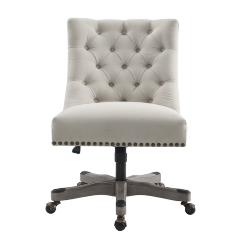 Linon Dixie Wood Upholstered Office Chair in Natural Beige