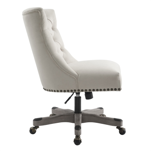 Linon Dixie Wood Upholstered Office Chair in Natural Beige
