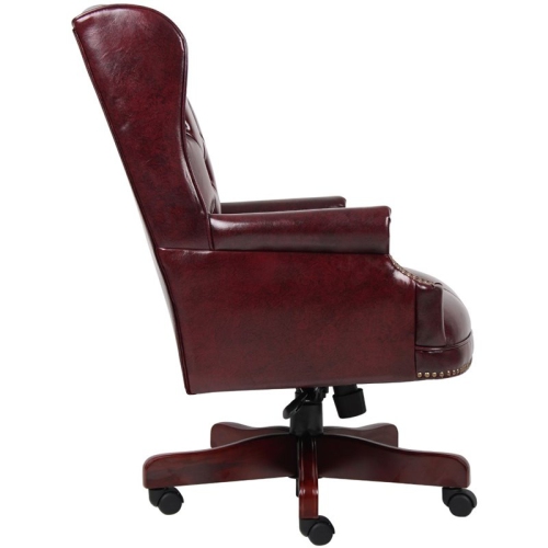 Scranton & Co High Back Faux Leather Tufted Executive Chair in Oxblood