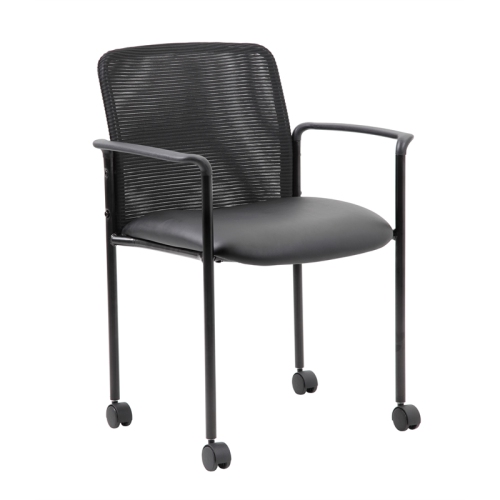Boss – Fauteuil d’invité en filet avec roulettes, noir