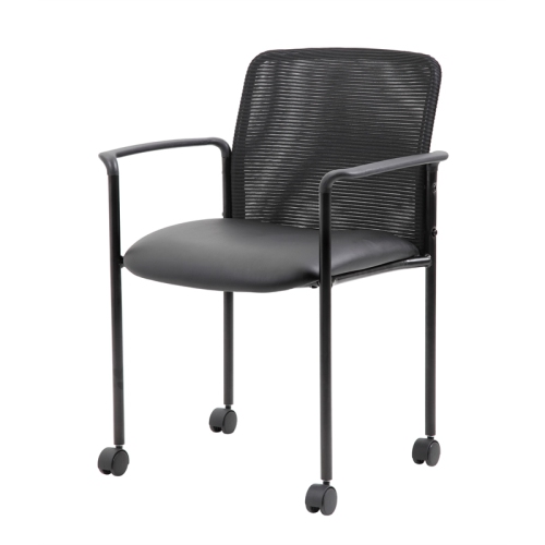 Boss – Fauteuil d’invité en filet avec roulettes, noir
