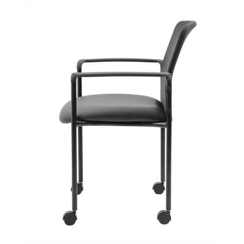 Boss – Fauteuil d’invité en filet avec roulettes, noir