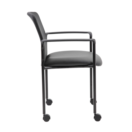 Boss – Fauteuil d’invité en filet avec roulettes, noir