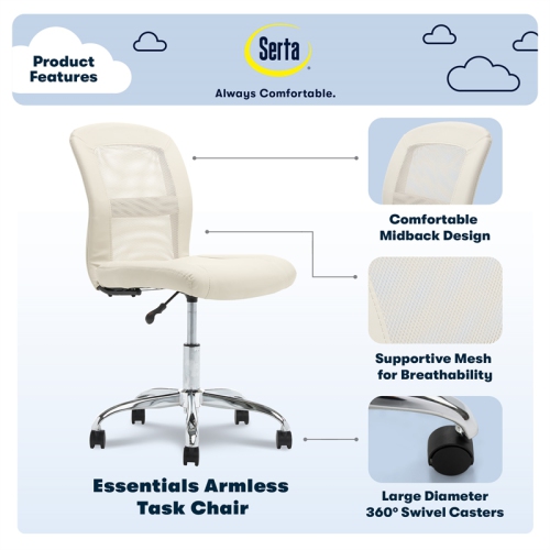 Serta at Home Essentials Faux Leather Office Chair in Cream