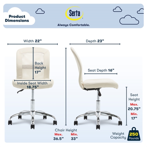 Serta at Home Essentials Faux Leather Office Chair in Cream