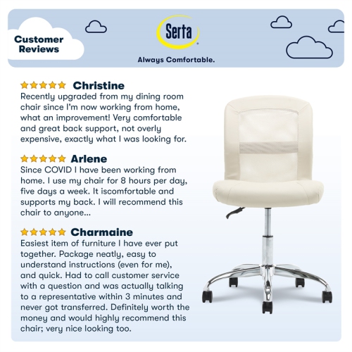 Serta at Home Essentials Faux Leather Office Chair in Cream
