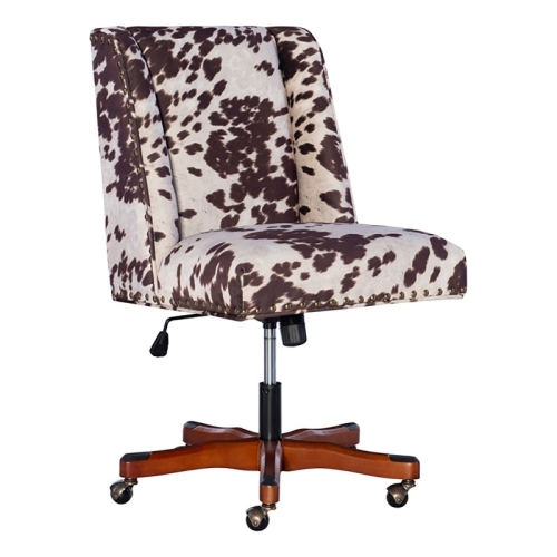 Bowery Hill Transitional Fabric Upholstered Armless Office Chair in Walnut