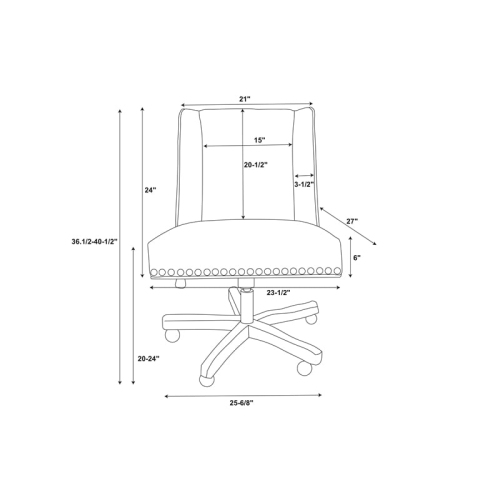 Bowery Hill Transitional Fabric Upholstered Armless Office Chair in Walnut
