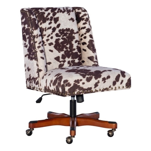 Bowery Hill Transitional Fabric Upholstered Armless Office Chair in Walnut