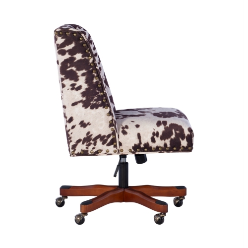 Bowery Hill Transitional Fabric Upholstered Armless Office Chair in Walnut