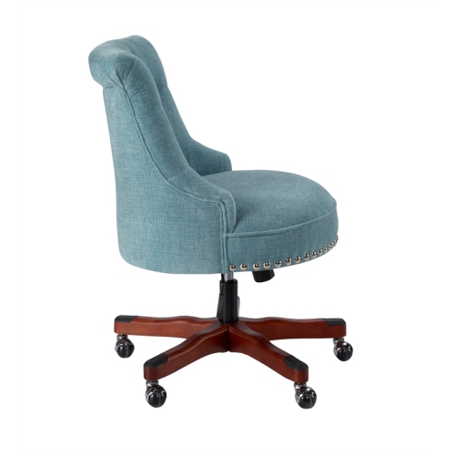 Bowery Hill Traditional Fabric Upholstered Armless Office Chair in Aqua Blue