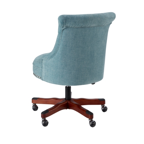 Bowery Hill Traditional Fabric Upholstered Armless Office Chair in Aqua Blue