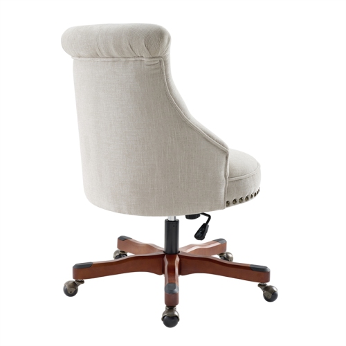 Linon Sinclair Wood Upholstered Office Chair in Natural Beige