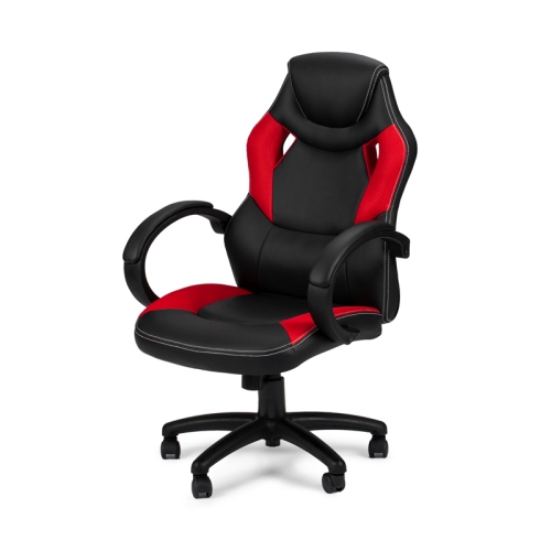 Poundex Furniture Faux Leather Office Chair in Black and Red