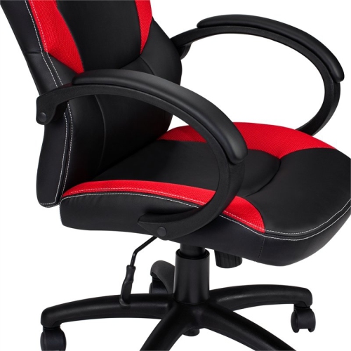 Poundex Furniture Faux Leather Office Chair in Black and Red
