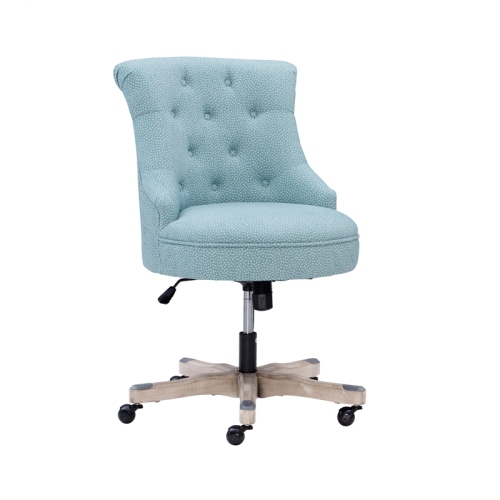 Linon Sinclair Wood Upholstered Office Chair in Light Blue